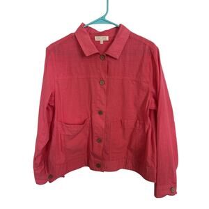 Escape by Habitat Clothes Pink Cotton Wood Button Cropped Chore Coat Medium